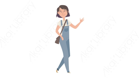 图片素材 扁平走路女生学生人物日常角色-11