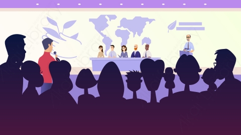 图片素材 扁平采访记者发布会现场场景