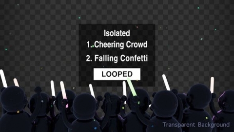 视频素材 举着荧光棒欢呼的动画小人欢呼人群isolated-cheering-crowd-object-VJANBDS.zip