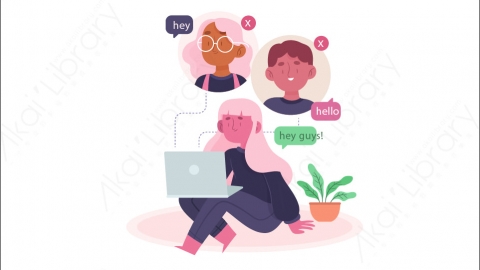 图片素材 扁平朋友视频通话概念场景