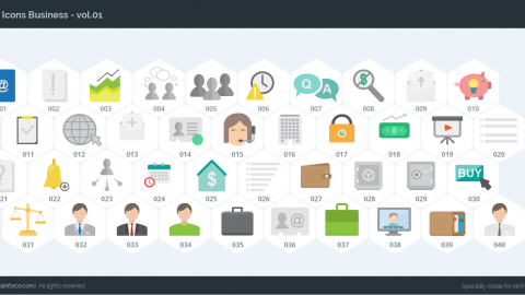 AE模板 MG扁平卡通商务办公元素图标包-icons__business