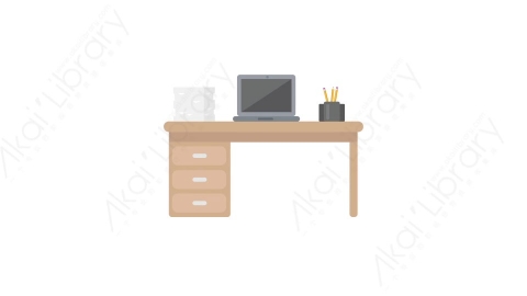 AE模板 32-table办公桌电脑桌MG扁平卡通商务办公元素图标