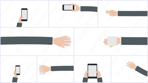 AE模板 MG扁平动画卡通手势包-hands