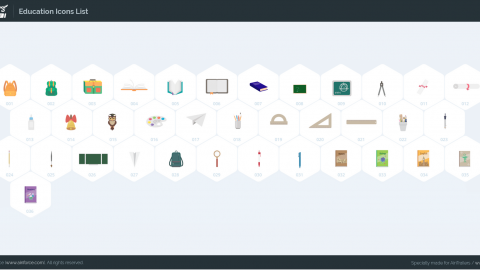 AE模板 MG扁平卡通教育学校教室用具元素图标包-icons__education