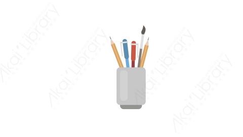 AE模板 18-pencils-pens铅笔笔筒文具MG扁平卡通教育学校教室用具元素图标
