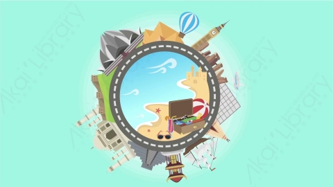 AE模板 06-travel-1环球旅行旅游MG扁平卡通旅行旅游场景背景