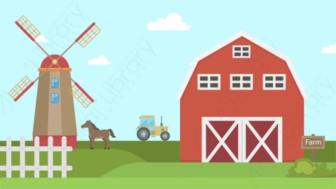 AE模板 01-farm农场MG扁平卡通街道公园马路场景背景