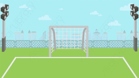 AE模板 03-football-ground足球场MG扁平卡通街道公园马路场景背景