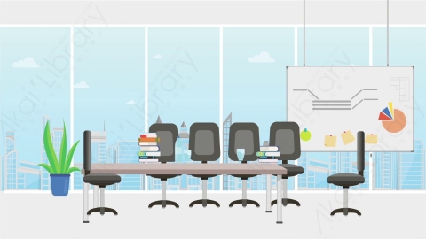 AE模板 02-meeting-room-2会议室MG扁平卡通办公室场景背景