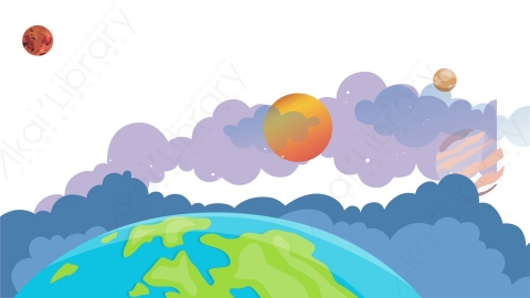 AE模板 11-space-1太空宇宙地球火箭MG扁平卡通场景背景