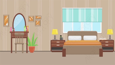 AE模板 06-bedroom-2卧室MG扁平卡通居家客厅儿童房场景背景