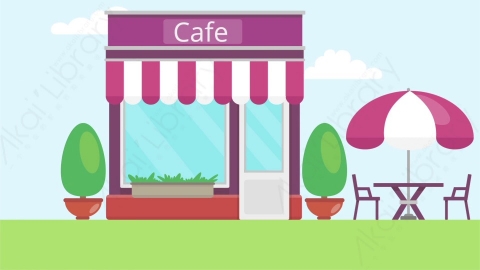 AE模板 04-park-cafe公园咖啡店MG扁平卡通商店商场场景背景