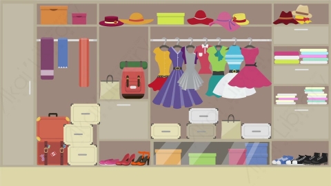 AE模板 10-dressing-room-1更衣室MG扁平卡通商店商场场景背景