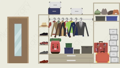 AE模板 11-dressing-room-2更衣室MG扁平卡通商店商场场景背景