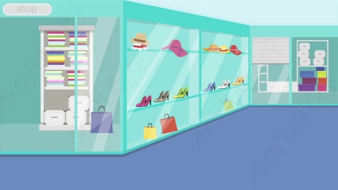 AE模板 16-clothes-shop-4服装店商店MG扁平卡通商店商场场景背景
