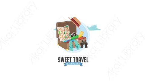 AE模板 04-sweet-travel甜蜜旅行行李箱MG扁平动画卡通图标场景