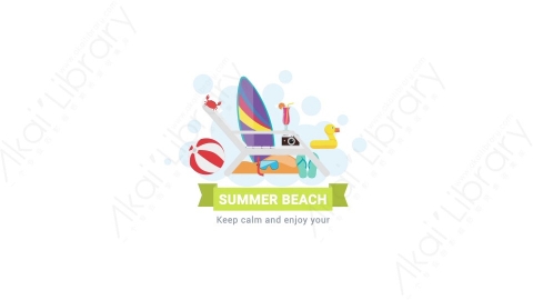 AE模板 07-summer-beach夏日海滩MG扁平动画卡通图标场景