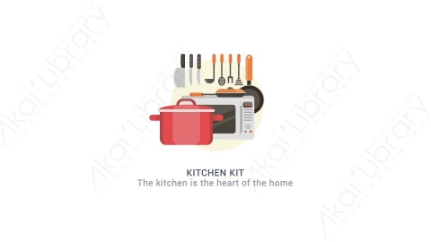 AE模板 11-kitchen-kit厨房用具MG扁平动画卡通图标场景