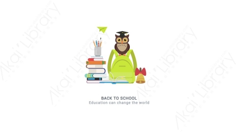 AE模板 12-back-to-school开学上学用具文具书包MG扁平动画卡通图标场景