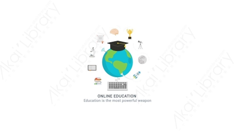 AE模板 29-online-education在线教育MG扁平动画卡通图标场景