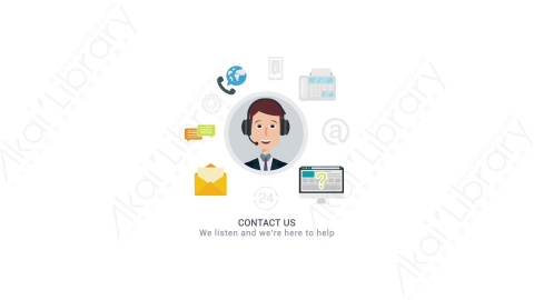 AE模板 30-contact-us联系我们客服MG扁平动画卡通图标场景