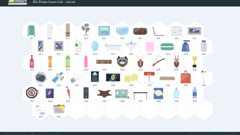 AE模板 MG扁平卡通背景道具元素图标包-icons__bg-props