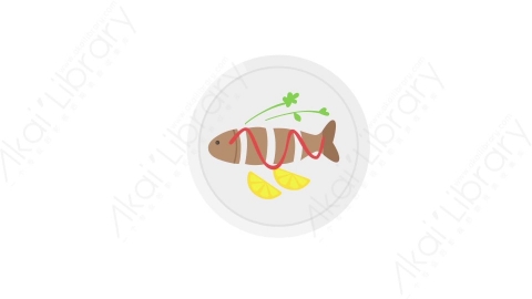 AE模板 27-fish-1鱼盘子MG扁平卡通食物蔬菜水果元素图标