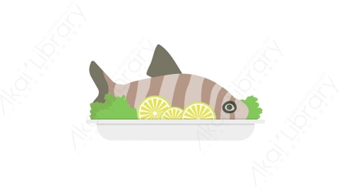 AE模板 28-fish-2鱼盘子柠檬片MG扁平卡通食物蔬菜水果元素图标