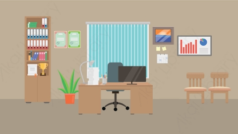 图片素材 04-office-1办公室MG扁平卡通办公室场景背景-附AE动态版