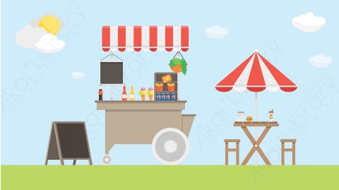 图片素材 08-park-cafe-1公园咖啡店MG扁平卡通街边马路公园街道场景背景-附AE动态版