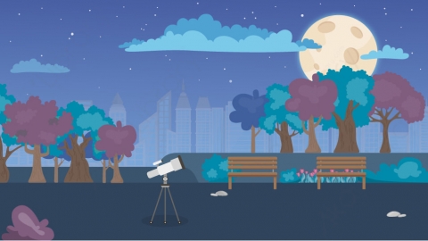 图片素材 11-park-night-1公园MG扁平卡通街边马路公园街道场景背景-附AE动态版