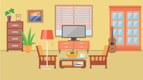 图片素材 04-living-room-1客厅MG扁平卡通居家客厅厨房场景背景-附AE动态版