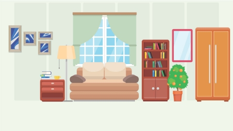 图片素材 05-living-room-2客厅MG扁平卡通居家客厅厨房场景背景-附AE动态版