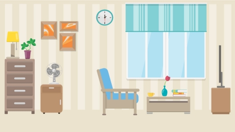 图片素材 08-living-room-5客厅MG扁平卡通居家客厅厨房场景背景-附AE动态版