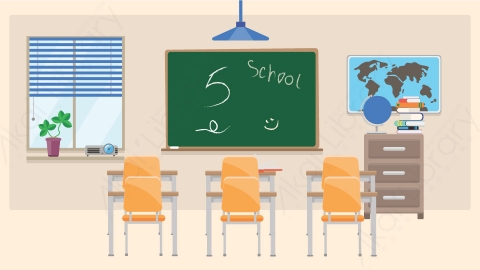 图片素材 07-school-1学校教室课堂MG扁平卡通场景背景-附AE动态版
