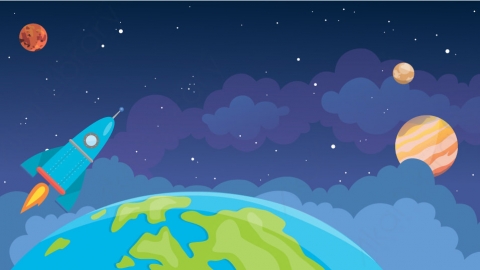 图片素材 11-space-1太空宇宙地球火箭MG扁平卡通场景背景-附AE动态版