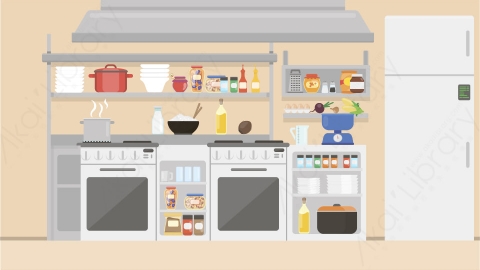 图片素材 01-kitchen厨房MG扁平卡通居家客厅儿童房场景背景-附AE动态版