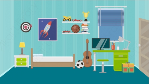 图片素材 10-children-room-3儿童房MG扁平卡通居家客厅儿童房场景背景-附AE动态版