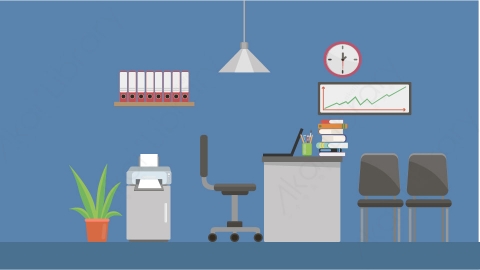 图片素材 07-office-2办公室MG扁平卡通办公室场景背景-附AE动态版