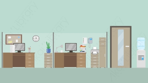 图片素材 08-office-3办公室MG扁平卡通办公室场景背景-附AE动态版