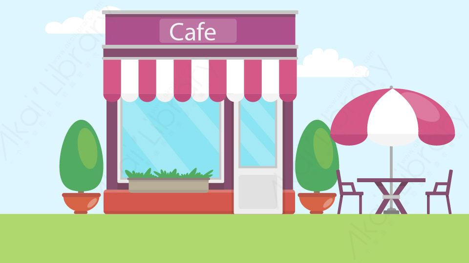 图片素材04 Park Cafe公园咖啡店mg扁平卡通商店商场场景背景 附ae动态版 源库素材网