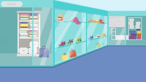 图片素材 16-clothes-shop-4服装店商店MG扁平卡通商店商场场景背景-附AE动态版
