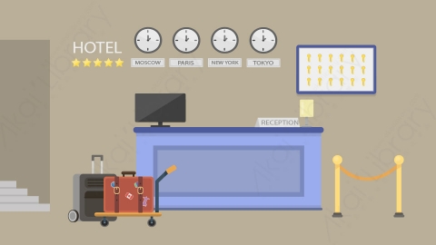 图片素材 03-hotel-reception酒店前台接待MG扁平卡通旅行旅游场景背景-附AE动态版