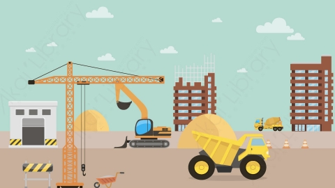 图片素材 05-construction建筑工地MG扁平卡通工厂场景背景-附AE动态版