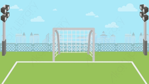 图片素材 03-football-ground足球场MG扁平卡通公园场景背景-附AE动态版