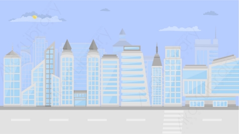 图片素材 06-street-1城市街道马路MG扁平卡通街道公园马路场景背景-附AE动态版
