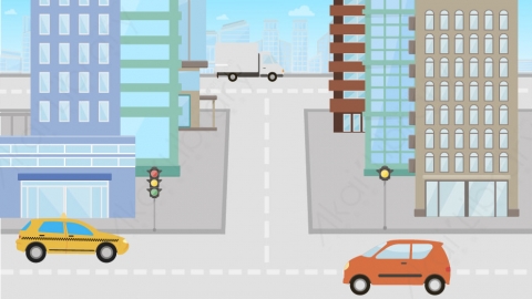图片素材 09-street-4城市街道马路MG扁平卡通街道公园马路场景背景-附AE动态版