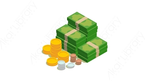 图片素材 扁平等距设计中的钞票和硬币