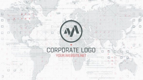 AE模板 企业简约大气创意世界地图线条片头logo演绎开场视频