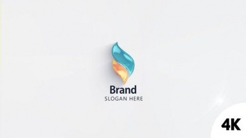 AE模板-简单徽标显示企业简约明亮玻璃波纹反射片头logo演绎开场视频